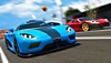 Roblox screenshot showing two sports cars racing side-by-side