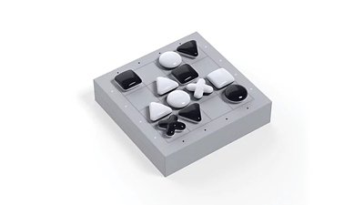 Ein graues PlayStation-Brettspiel mit schwarzen und weißen Spielsteinen