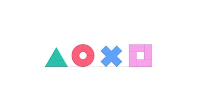 Ein Set aus Bausteinen, die die PlayStation-Symbole bilden.