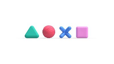 Ein Set mit weichen PlayStation-Symbolen aus Silikon