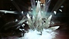Stranger of Paradise: Final Fantasy Origin − kuvakaappaus, jossa näkyy Jack ja maasta työntyvä suuri valkoinen kristalli