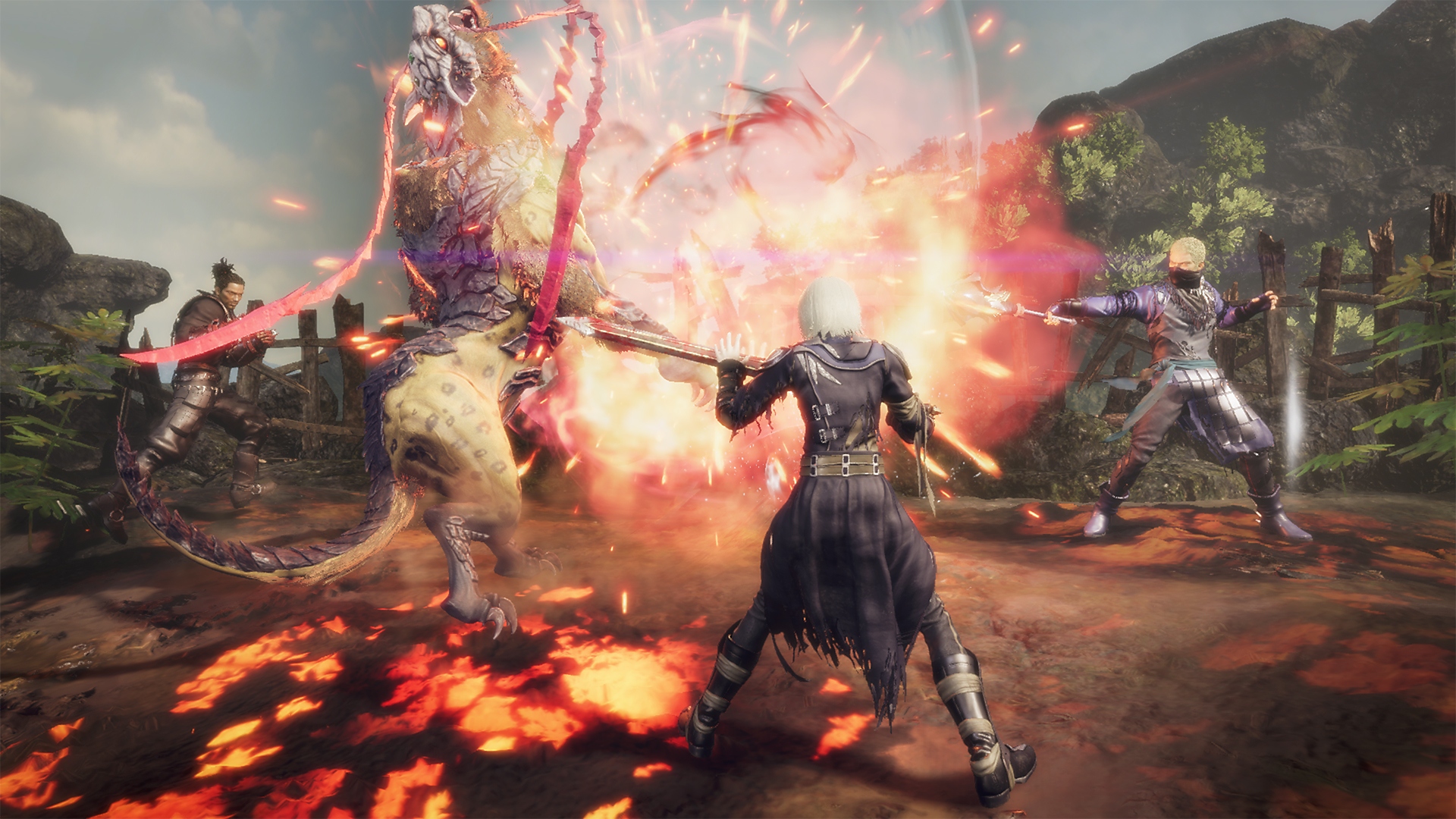 Captura de pantalla de Stranger of Paradise: Final Fantasy Origin mostrando un combate