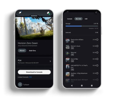 Images de l'interface de l'application PlayStation App