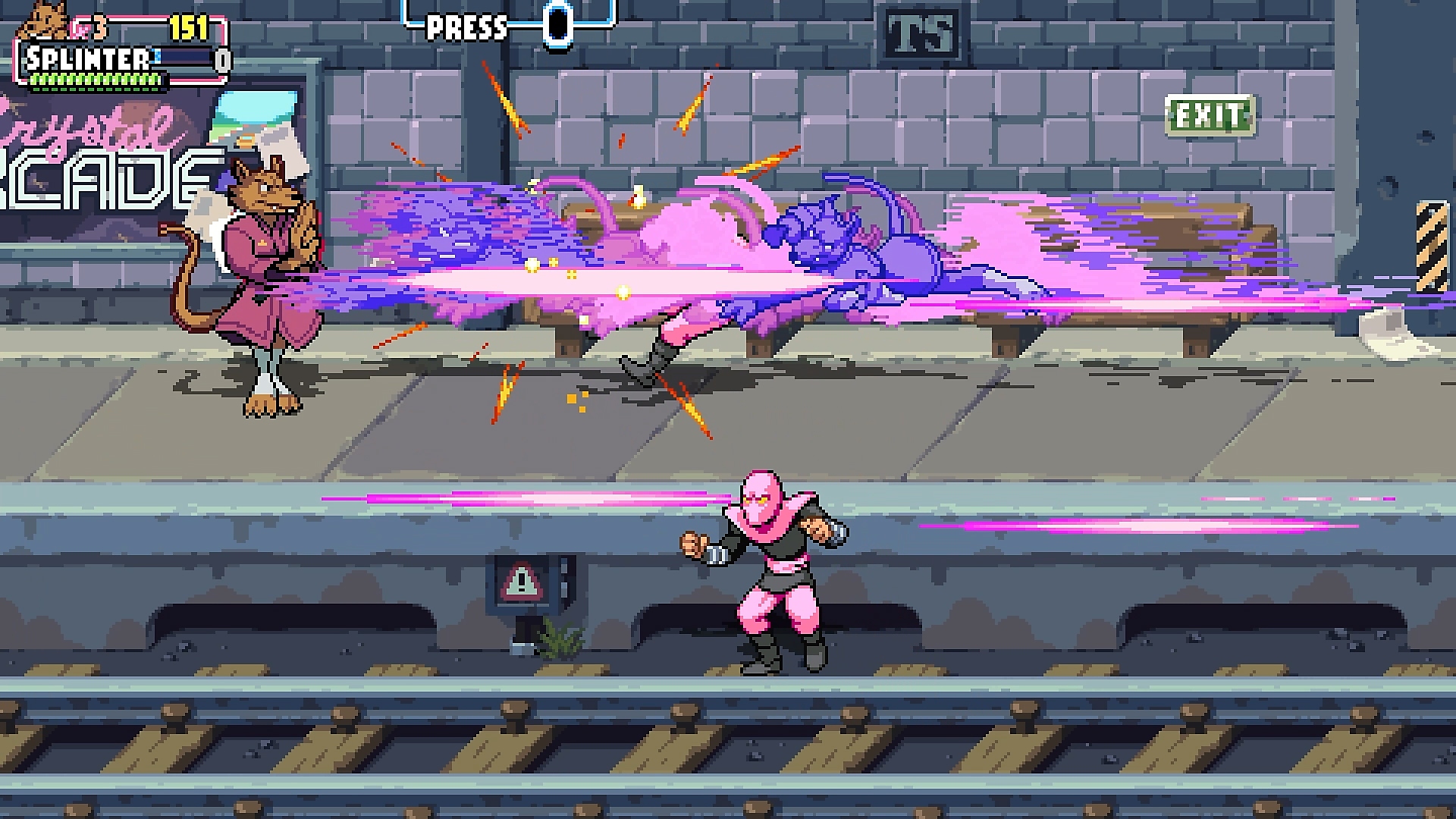 Teenage Mutant Ninja Turtles: Shredder's Revenge – Screenshot vom Gameplay mit Splinter