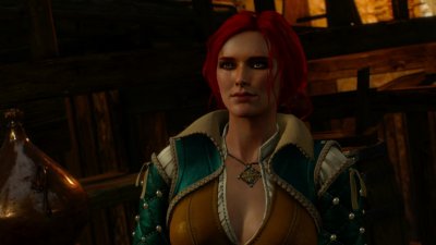 The Witcher 3: Wild Hunt - captura de tela mostrando Triss e Geralt conversando