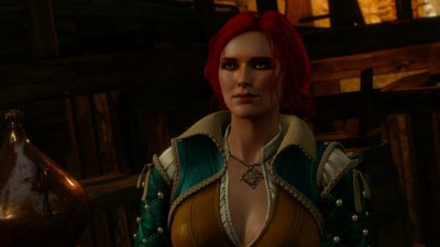 Captura de pantalla de The Witcher 3: Wild Hunt en la que se ve a Triss y a Geralt hablando