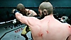 《EA Sports UFC 5》截屏，展示两位选手在对战中战斗