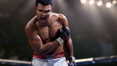 Captura de pantalla de UFC 5 que muestra a Muhammad Ali después de un puñetazo