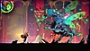 Zrzut ekranu z gry Ultros przedstawiający spotkanie z dużym robalopodobnym stworzeniem.