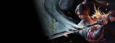 A Wuchang: Fallen Feathers fő grafikája, rajta egy kardforgató karakter a játékból.