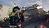 XDefiant screenshot showing a ghillied up custom character brandishing a modded AK47 rifle