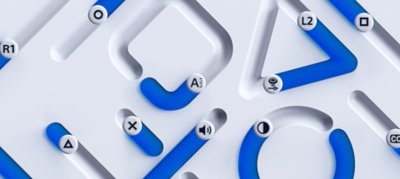 Las imágenes de fondo muestran formas azules sobre un fondo gris