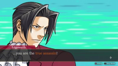 ภาพหน้าจอ Ace Attorney Investigations Collection แสดงให้เห็นคดีกำลังถูกเปิดเผย