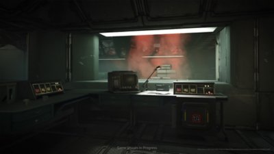 Captura de pantalla de Alien: Rogue Incursion que muestra un escritorio con varios monitores