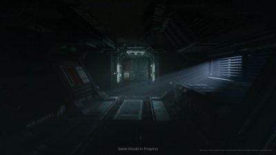 Alien: Rogue Incursion – posnetek zaslona kaže hodnik, ki vodi do B-bloka