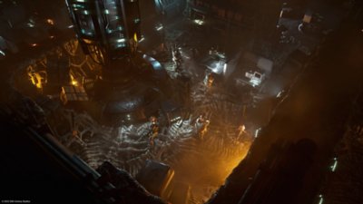 Aliens: Captura de pantalla de Dark Descent de personajes explorando