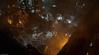 Aliens: Dark Descent ภาพหน้าจอแสดงให้เห็นตัวละครกำลังสำรวจ