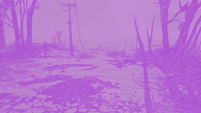 Ružičasto-purpuran opustošeni krajolik