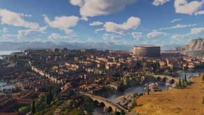 Anno 117: Pax Romana — kuvakaappauksessa näkyy roomalainen kaupunki ja colosseum