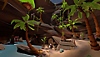 Captura de pantalla de Another Fisherman's Tale que muestra una escena dentro de una cueva con varias palmeras
