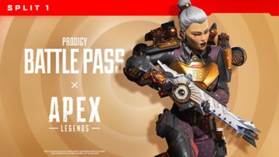 Apex Legends – kauden 25 Prodigy Battle Pass Split 1 -promokuvitusta, jossa hahmo juoksee ase kädessä