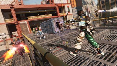 Apex Legends – kauden 25 kuvakaappaus, jossa useita hahmoja taistelee terässillalla