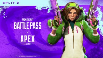 Apex Legends season 23 From the Rift Battle Pass Split 2 key art showing a character holding two guns