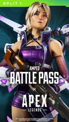 صورة فنية أساسية بطاقة Battle Pass Split 1 لموسم Amped في Apex Legends تُظهر