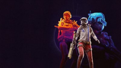Arte promocional de ARC Raiders que muestra a tres personajes en colores vivos sobre un fondo negro