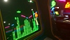 Captura de pantalla de Arcade Paradise que muestra una máquina recreativa con un juego arcade retro