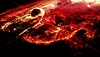 Screenshot aus Armored Core VI Fires of Rubicon, auf dem der Planet Rubicon 3 vom Weltraum aus zu sehen ist