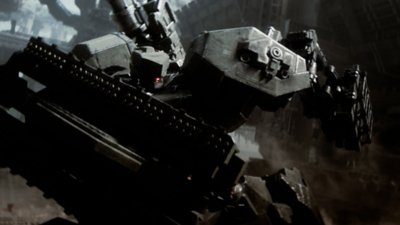 Armored Core VI Fires of Rubicon screenshot showing a close-up of a player's mech
