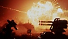 Armored Core VI Fires of Rubicon – snímek obrazovky zobrazující protiletadlová děla pod útokem