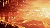 《机战佣兵VI 境界天火》截屏，展示一颗被火焰吞没的星球。