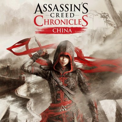 Assassin's Creed Chronicles: China fő grafika – csuklyás, a háta mögött kardot tartó karakter.