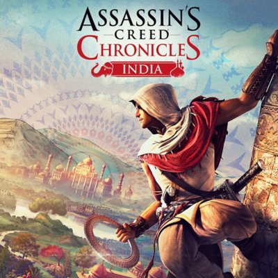 Assassin's Creed Chronicles: India fő grafika – csuklyás, kör alakú pengét tartó karakter.