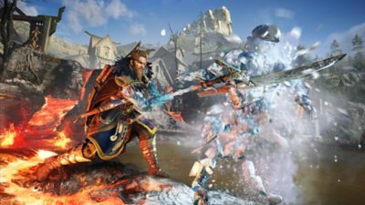 アサシン クリード ヴァルハラ ラグナロクの始まり スクリーンショット 氷の敵を槍で粉々にする主人公