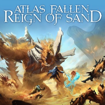 Atlas Fallen: Reign of Sand』のストアアート。空を飛ぶモンスターが描かれている。