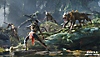 Avatar: Frontiers of Pandora screenshot showing a stand-off against beasts