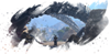 Baldur's Gate 3 – snímek obrazovky, na kterém postava stojí mezi troskami havarovaného Nautiloidu.