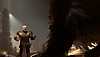 Skærmbillede fra Baldur's Gate 3 af en dværg, der står ansigt til ansigt med et fjerklædt uhyre