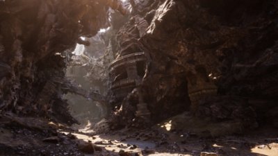 Ballad of Antara – snímek obrazovky zobrazující fantastickou krajinu