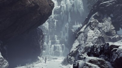 Capture d'écran de Banishers: Ghosts of New Eden – un environnement froid et rocailleux