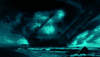 Battlefield 2042 background image of a large tornado over the ocean