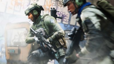 Battlefield 2042 screenshot showing Specialists running into combat