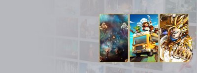 显示《Tetris Effect: Connected》、《Overcooked! 2》和《Dragon Ball FighterZ》美术设计的宣传图像。
