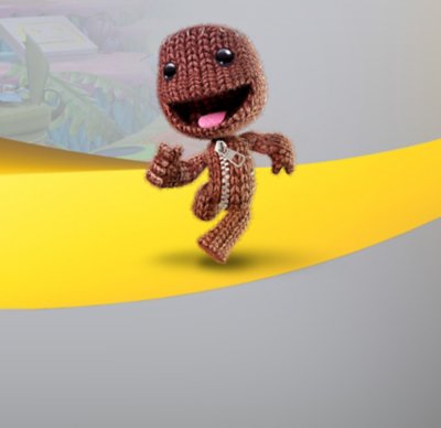 PS Plus branded artwork featuring key art from Sackboy: A Big Adventure and the LEGO Movie video game.