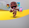 PS Plus branded artwork featuring key art from Sackboy: A Big Adventure and the LEGO Movie video game.
