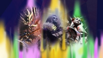 Arte de los mejores looter shooters con imágenes de Suicide Squad: Kill the Justice League, Destiny 2 y Monster Hunter Rise 