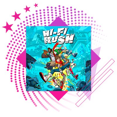 Best rhythm games feature image, featuring key art from HiFi Rush